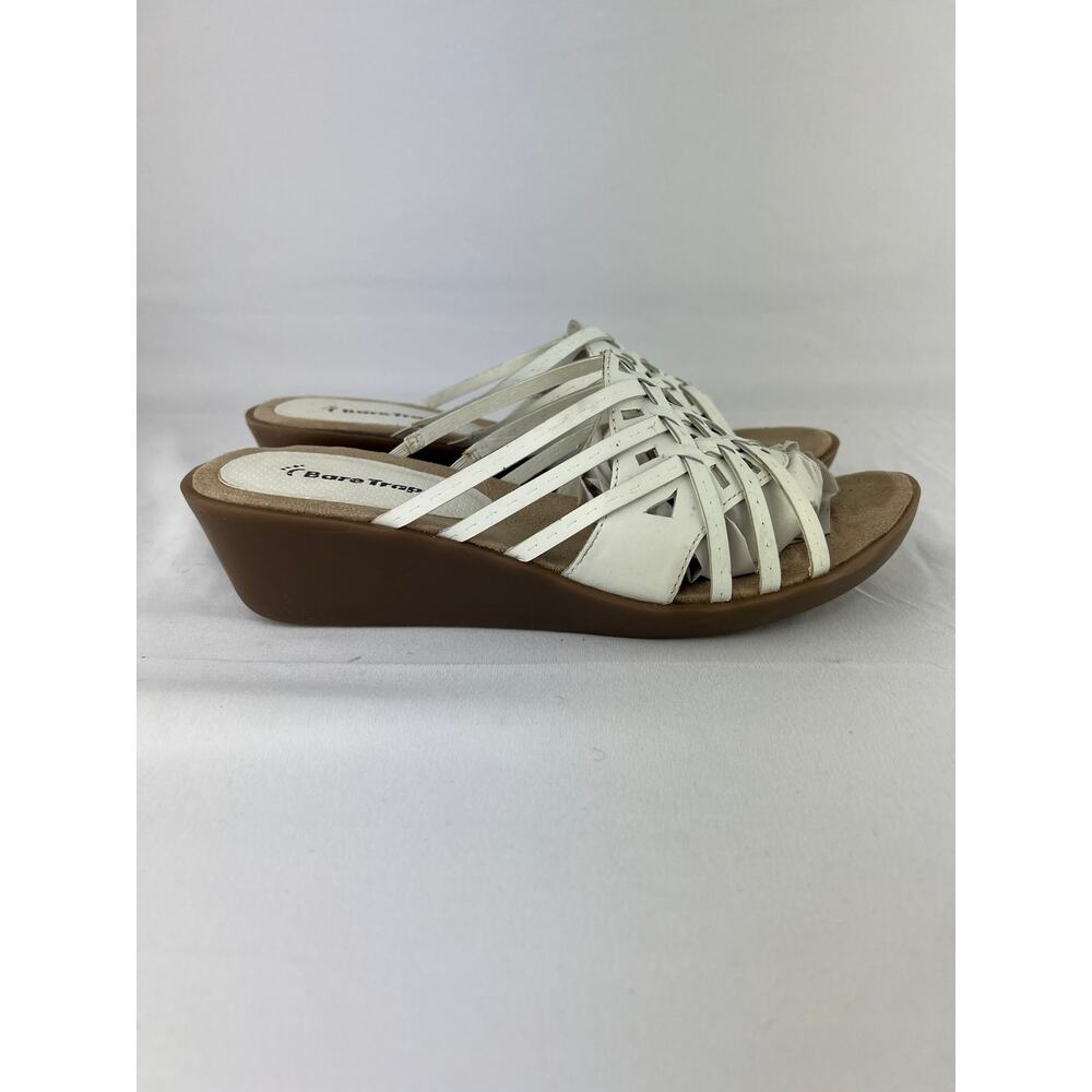 Classiccore White Leather Slide Sandals Women’s 8 Bare Traps Comfort Wedge Boho